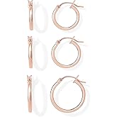 PAVOI 18K Gold Plated 925 Sterling Silver Posts Small Hoop Earrings for Women - Trendy Geometric Plain Chunky Huggie Earscape Piercing Pack - Everyday Gold Hoop Earrings Set