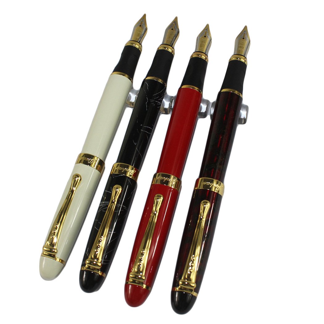 4 pcs in Gullor 250 fountain pen in 4 colours with original pen pouch and 5 colours ink cartridge set 4 color(B) + ink