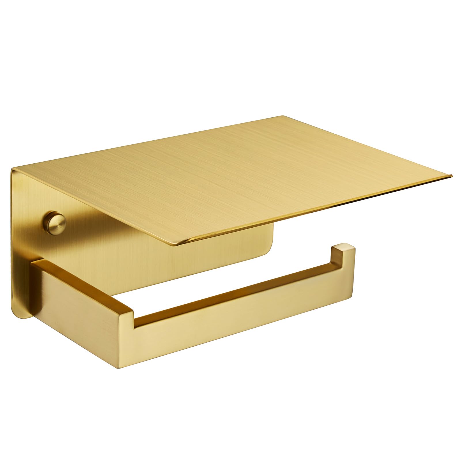 Photo 1 of Angle Simple Toilet Paper Holder with Shelf, SUS304 Stainless Steel Bathroom Tissue Roll Holder for Wall, Brushed Dark Gold