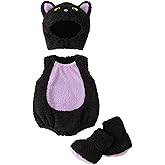 Kuriozud Cute Fuzzy Animal Costume for Baby Girl Boy Halloween Costume Romper with Hat and Leg Warmer 4pcs Cosplay Outfit