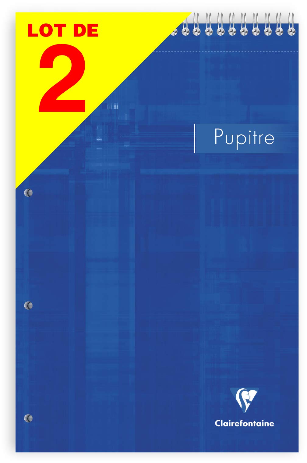 Clairefontaine Pupitre 86151AMZC Set of 2 Spiral Pads 80 Sheets Micro-Perforated 4 Holes 21 x 31.8 cm 90 g French Ruling 1 Set Assorted Colours