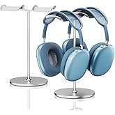 NQQNQQ【1PACK Aluminum Dual Headphone Stand for Over-Ear Gaming Headsets – Heavy Base Holder Compatible with Beats, Bose, ATH, AKG. DJ-O (Silver)