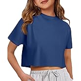 ZDC Girls Athletic Oversized Crop Tops Kids Drop Shoulder Short Sleeve T Shirts Workout Tees