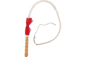 SUNGOOYUE Leather Horse Whip, Genuine Cowhide Leather and Wood Equestrian Bullwhip with Comfortable Grip for Riding Training 