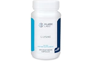 Klaire Labs L-Lysine - 500 Milligrams Essential Amino Acid Support for Immune Health & Collagen Formation, Hypoallergenic & Dairy-Free (100 Capsules)