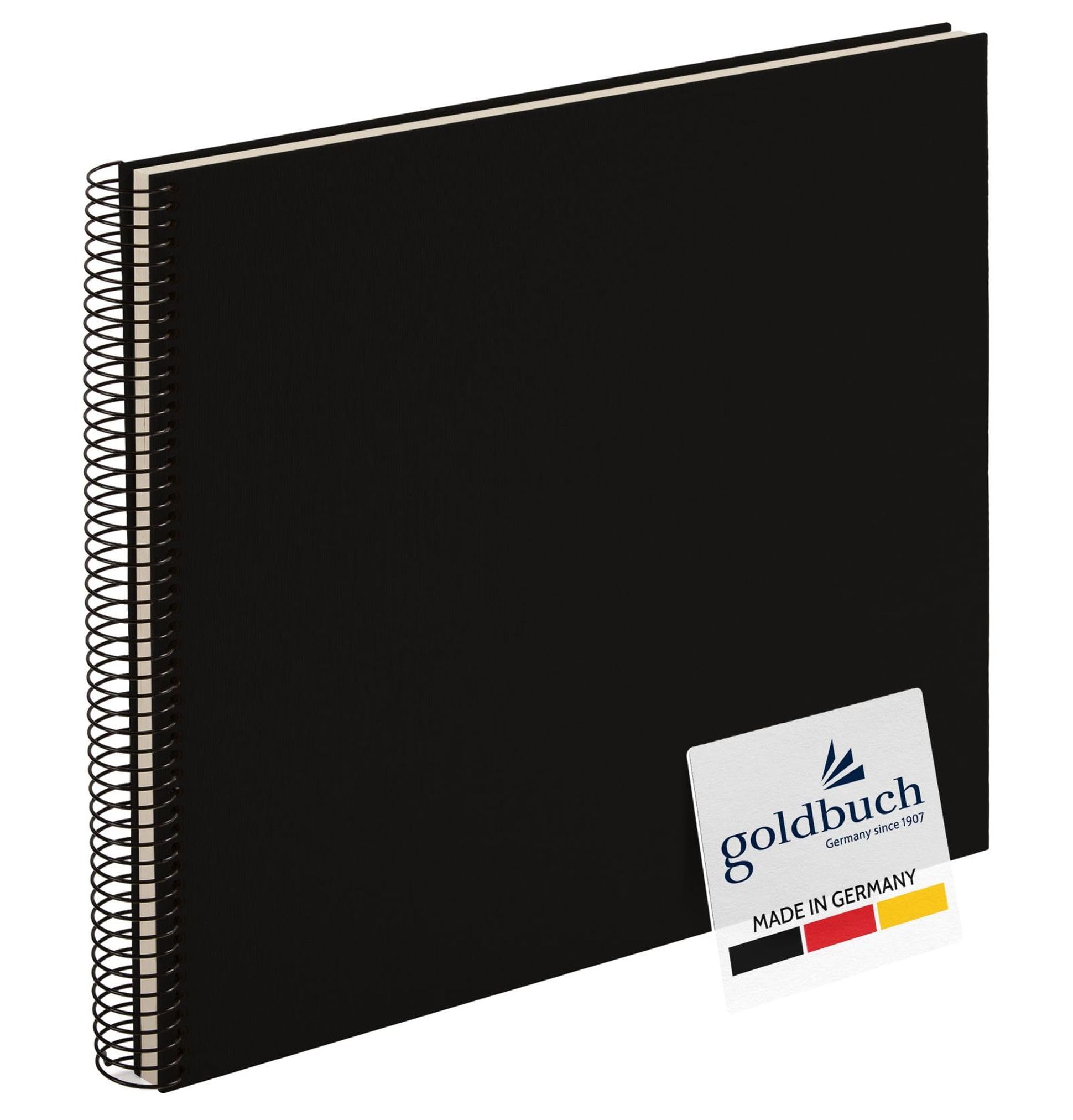 goldbuch Bella Vista 25 377 Spiral Photo Album 35 x 30 x 1.5 cm - Spiral Diameter 2.8 cm, Photo Album with 40 White Pages, Memory Album, Linen, Photo Book for Pictures and Photos for Gluing, Black