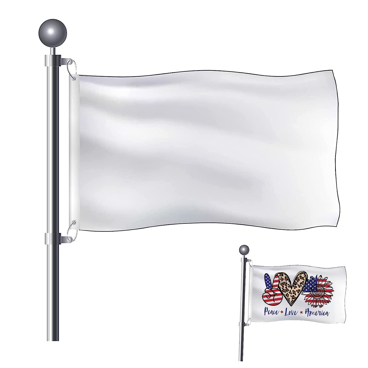 Blank White Flags, Plain White Flags, Plain Color Flag, Solid Color Flags, for Garden Room Game Parade Sport Events Festival Party, Diy Personalized Flags, 90 x 150 cm(No Flagpole)