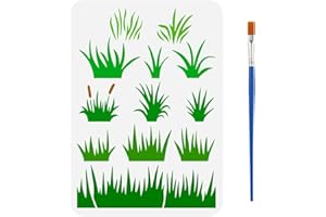 FINGERINSPIRE Grassland Stencil with Paint Brush 8.3x11.7inch Reusable The Grass Drawing Template Plants Theme Grass Pattern Stencil for Painting on Wall Wood Furniture DIY Home Decoration