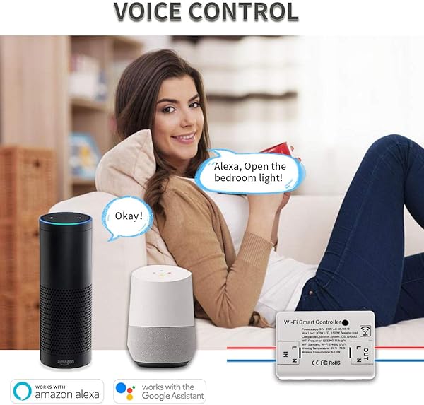 CNBINGO   Juego de 2 interruptores wifiwifi mdulo mini para la mayora de los dispositivos interruptor de luz inteligente funciona con AlexaGoogle Home conductor neutro se requiere