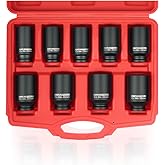 DAYUAN 9 Pcs Axle Nut Hub Impact 1/2- Inch Drive Socket Set 29mm 30mm 31mm 32mm 33mm 34mm 35mm 36mm 38mm