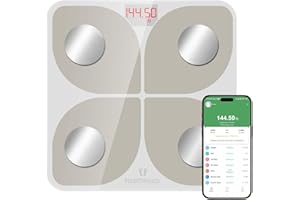 HEALTHKEEP Body Fat Scale, Smart Bathroom Weight Scale, BMI Body Composition Monitor, High Precision Health Analyzer with Smartphone App for Fitness Tracking 400 lbs/180 kg (White)