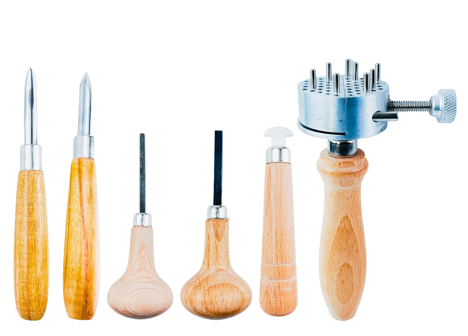 Photo 1 of JEWEL TOOL 6 Pc Wooden Stone & Ring Working Deluxe Set | Includes Burnishers, Bezel Roller, Prong Pushers, & Vise | Designed For Professional Jewelers and DIY Hobbyist