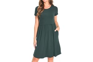 Bearsland Women's Short Sleeves Maternity Dress Nursing Breastfeeding Dresses with Pockets