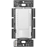 Lutron Motion Sensor and LED Dimmer Switch, Single Pole/3-Way | Auto On/Auto Off sensor for bathroom, for dimmable LEDs delay off timer, Title 24 compliant, MSCL-OP153M-SW, Snow