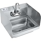 Profeeshaw Stainless Steel Sink Commercial Wall Mount Hand Washing Basin NSF Certified, with Gooseneck Faucet and Side Splash