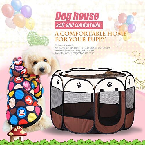 Allwihone (L size) Outdoor Portable Pop-up Mesh Pet Playpen Cat Fence Dog house for Doggie\Puppy\Exercise Kennel\ \Small Animal