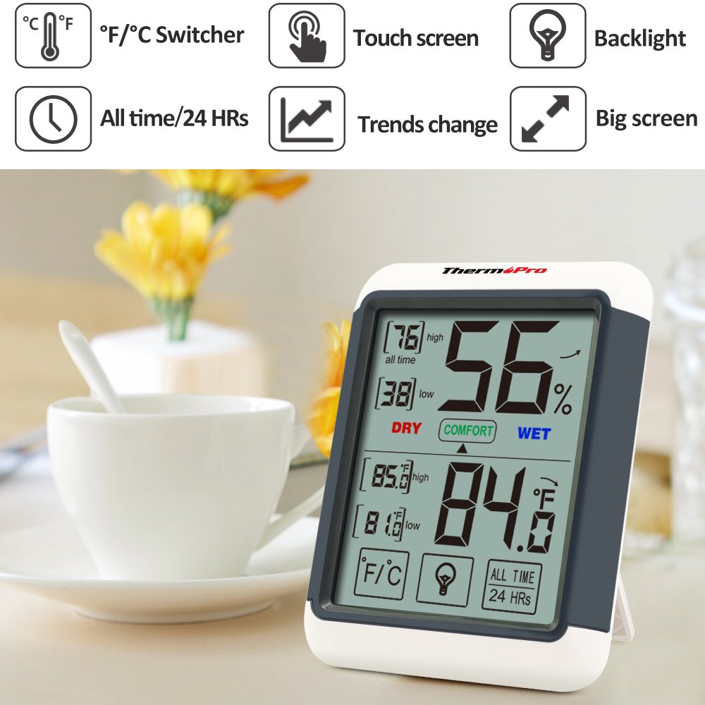 ThermoPro TP55 Digital Hygrometer Thermometer with Jumbo Touchscreen