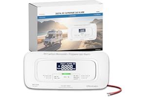 PANGAEA RV Carbon Monoxide & Propane Dual Gas Detector - Hard-Wired DC 12V, Large LCD Display, 85dB Loud Alarm, Easy Reset/Test Button - Ultimate Safety for Your Adventures (Flush Mount - White)