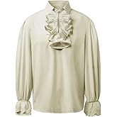 SMIFCAALOR Mens Pirate Shirt Steampunk Victorian Cosplay Shirts Medieval Costume Renaissance Halloween Costume Tops