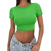 SKYZOO Crop Tops for Women Cute Summer Basic Tees Slim Fit Trendy Short Sleeve T Shirts for Teen Girls 2025