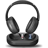 PILSAMAS Wireless Headphones for TV Watching - Manual-Select Screen Transmitter & LED Charging Dock, Zero Latency, 100ft - 2.4G & Bluetooth Headset for Samsung/LG/Sony TVs, Seniors, Hard of Hearing