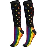 Yealedee Compression Socks Calf Knee High Support Socks Novelty For Women Men Athletic Running Hiking Nurse