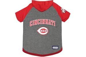 PETS FIRST MLB Hoodie Shirt for Dogs & Cats - Cincinnati Reds Dog Hooded T-Shirt, Small. - MLB Team Color Hoody Vest for Baseball Fans