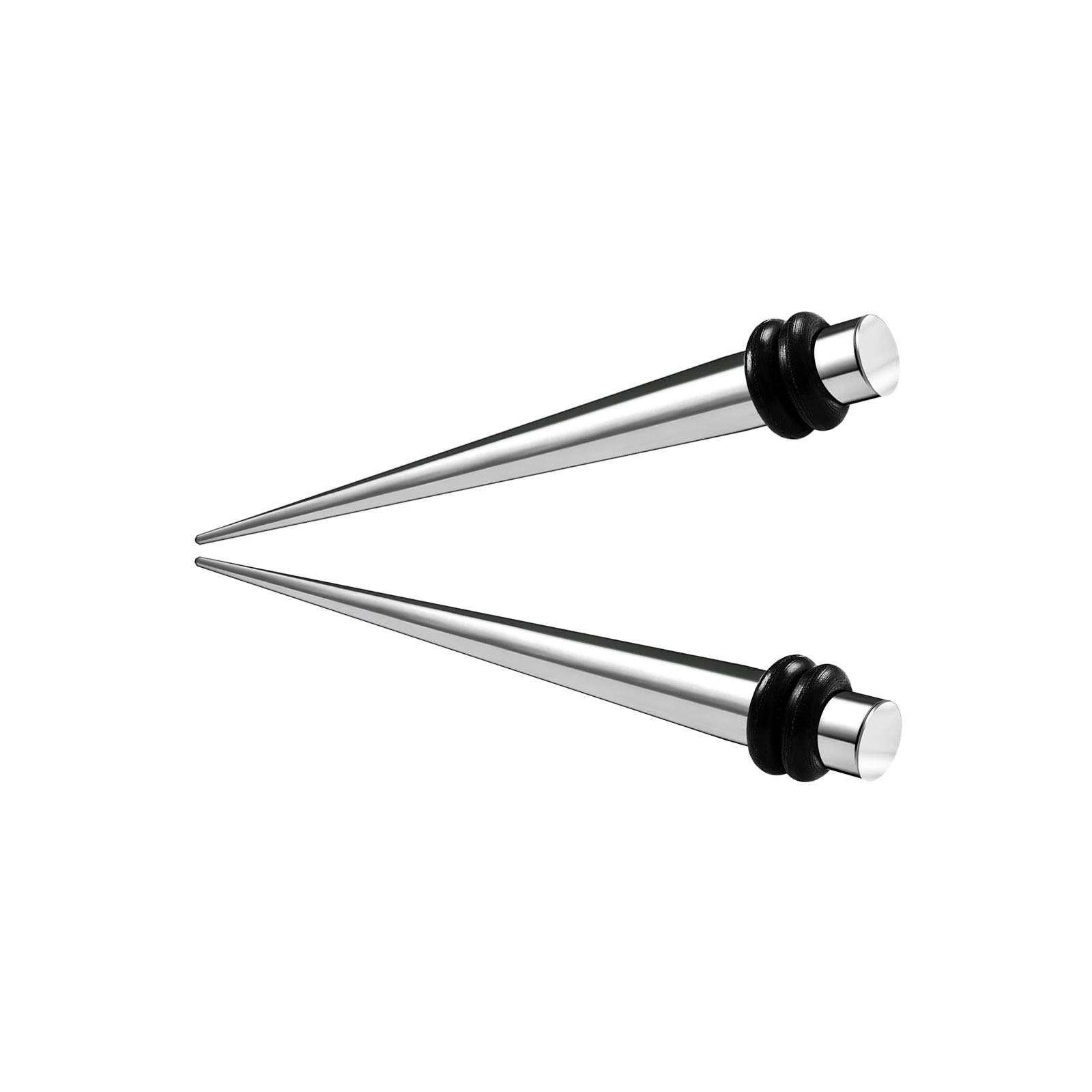 BanaVega 2PCS Stainless Steel 6g 4mm Flesh Black O-Rings Taper Ear Plug Gauge Stretching Expander Earring Piercing Jewellery 5273
