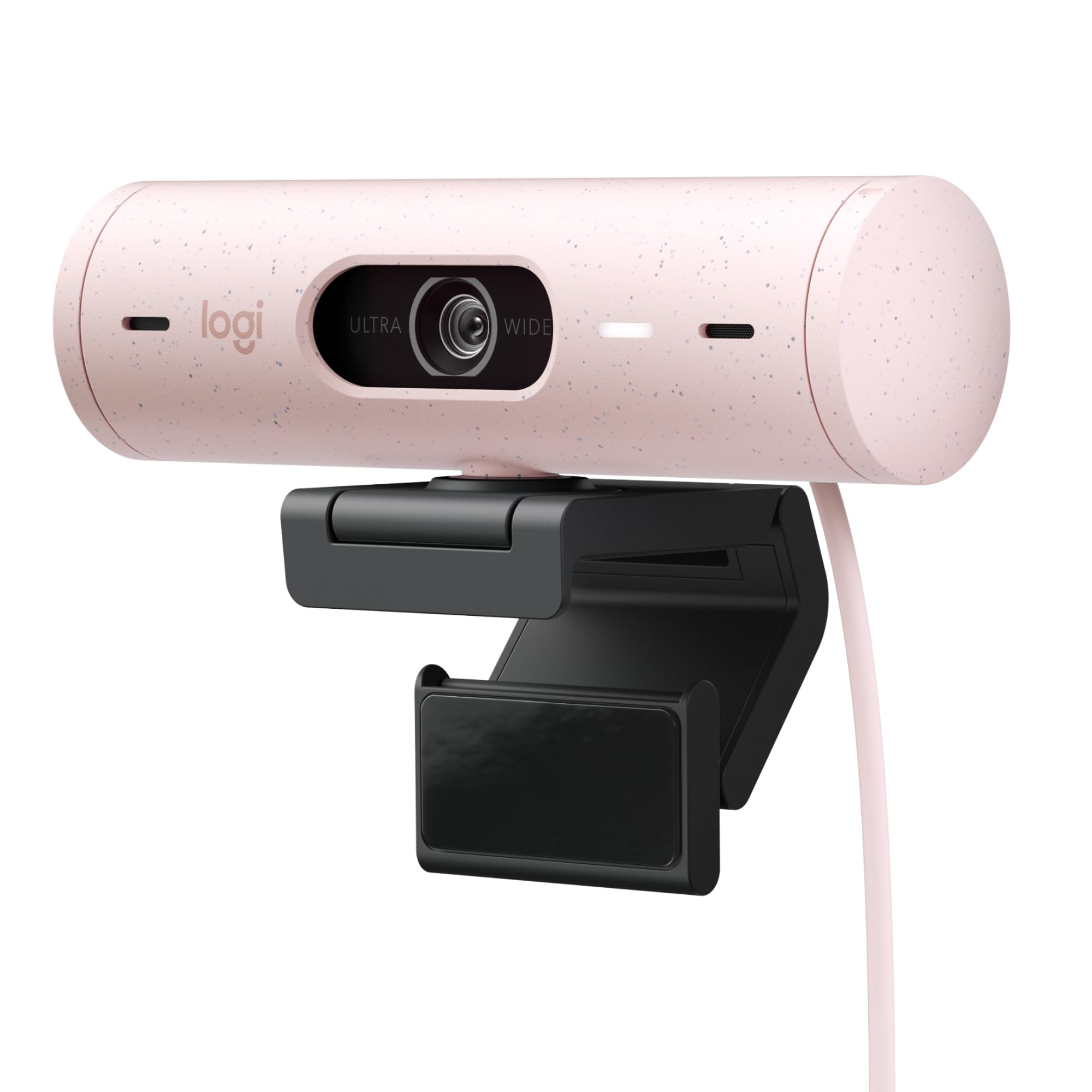 Logitech Brio 500 Full-HD-Webcam mit Auto-Lichtkorrektur, Zeigemodus, Doppelmikrofon + Rauschunterdrückung, Webcam-Abdeckung, für Microsoft Teams, Google Meet, Zoom, USB-C-Kabel - Rosa