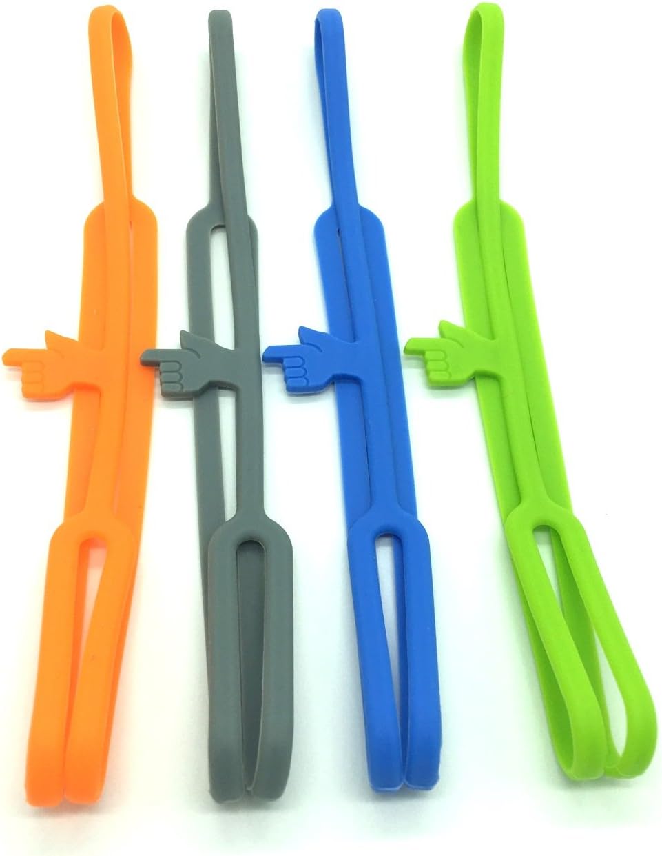 Feesy 4pcs Lovely Silicone Finger Pointing Bookmark Book Marker of blue grey orange mint green