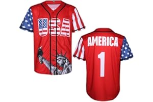 FUJUTANG USA Baseball Jersey for Men American Flag Statue of Liberty USA Eagle America Shirts Sports Uniform