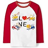 Valentine's Shirt for Boys Girls Monster Truck Heart Tops V-Day Toddler Kids Long Sleeve Raglan Tees