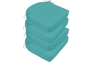 Basic Beyond Patio Chair Cushions for Patio Chairs, 19 x 19 Outdoor Chair Cushions Set of 4 Waterproof Outdoor Seat Cushions for Outdoor Chairs with Handle and Attached Straps, Teal