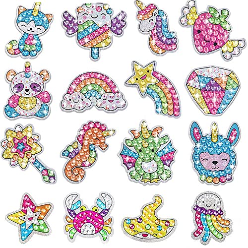 AukCherie 12PCS 5D DIY Diamant Peinture Kits d\'Autocollants pour Enfants et Adultes Débutants, Bâton Peinture en Forme Marquée avec Diamants par Numéros Animaux Mignons Dinosaures Enfants Cadeau 004