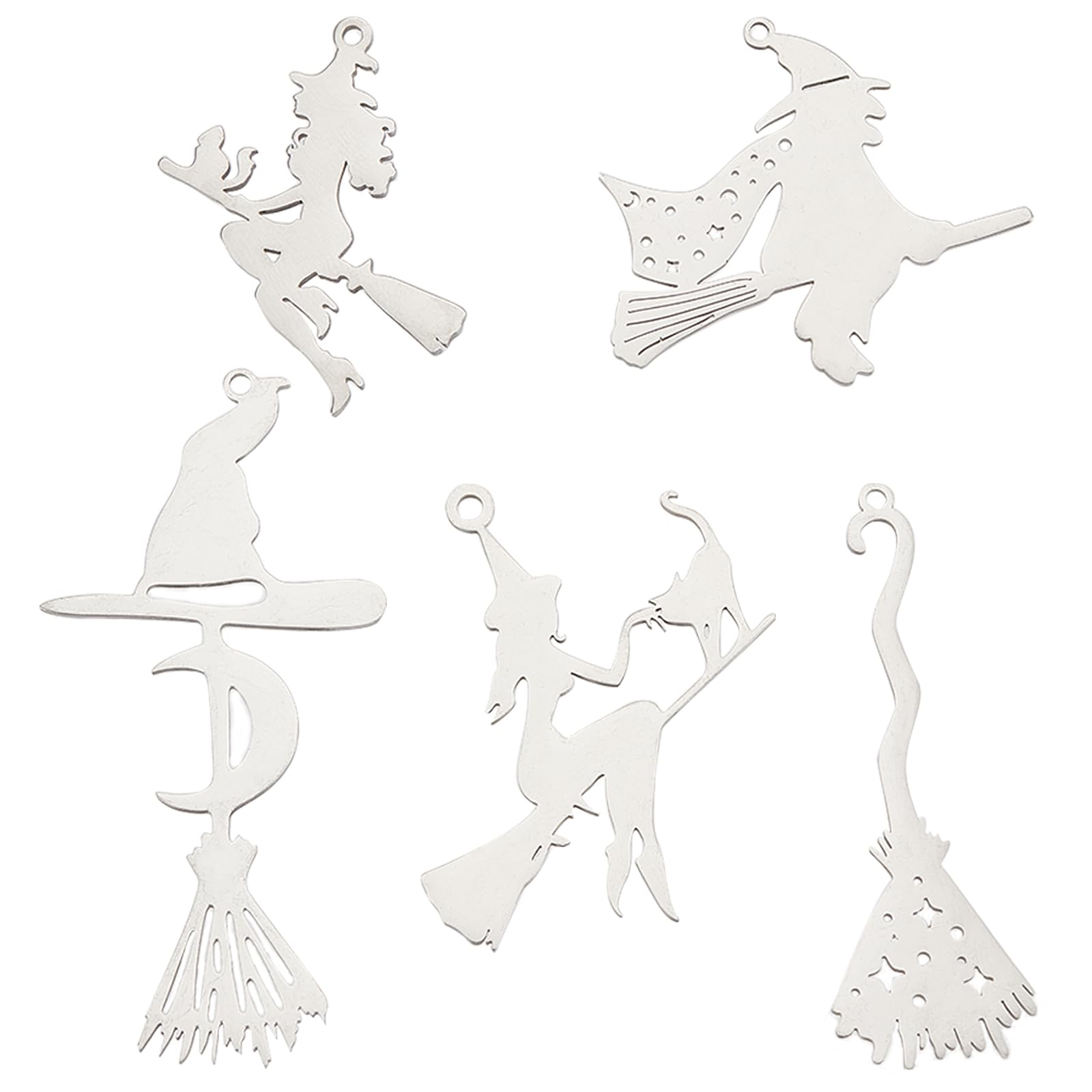 SUNNYCLUE 1 Box 10Pcs 5 Style Wizard Charms Halloween Charms Witch Charms Bulk Lucky Energy Witch Hat Charm Laser Cut Charm for jewellery Making Charms DIY Earrings Bracelet Necklace Craft Women Adult