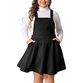 Agnes Orinda Plus Size Pinafore Dress for Women Faux Suede Sleeveless Overall Dress Casual Vintage A Line Jumper Dresses