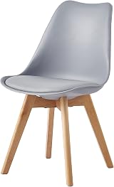 mcc direct Set of 4 Dining Chairs Grey Wood Legs Soft Cushion Pad DELUXE view 2