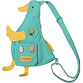 PRLINJSK Kawaii Purse, Cute Duck Crossbody Shoulder Bag, Novelty Messenger Purse for Women with Pins Gifts | with Pins Gifts