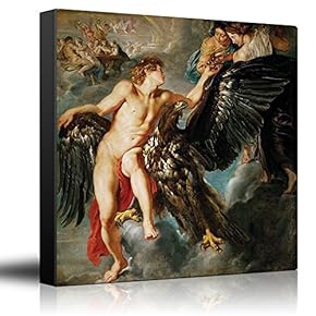 Oil Painting of The Abduction of Ganymede by Peter Paul Rubens - Baroque Style - Angels, Catholic, Christianity - Canvas Art Home Art - 12x12 inches