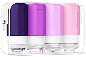 Ruinovate 2 oz Travel Bottles, Small Travel Size Containers, TSA Approved Silicone Travel Toiletries Bottles, Shampoo and Conditioner Travel Kit for Women (Purple)