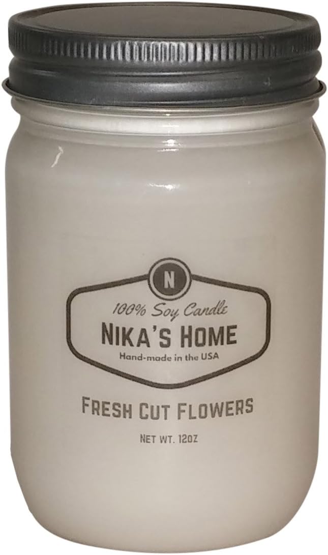 Nika's Home Fresh Cut Flowers Soy Candle - 12oz Mason Jar