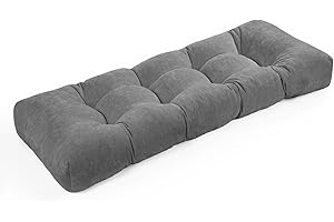 ROFIELTY Bench Cushion 42 Inch, Non-Slip Tufted Bench Cushion for Indoor Furniture for Bay Window, Entryway Bench, Piano Seat (Chenille-Gray, 42x16x4)