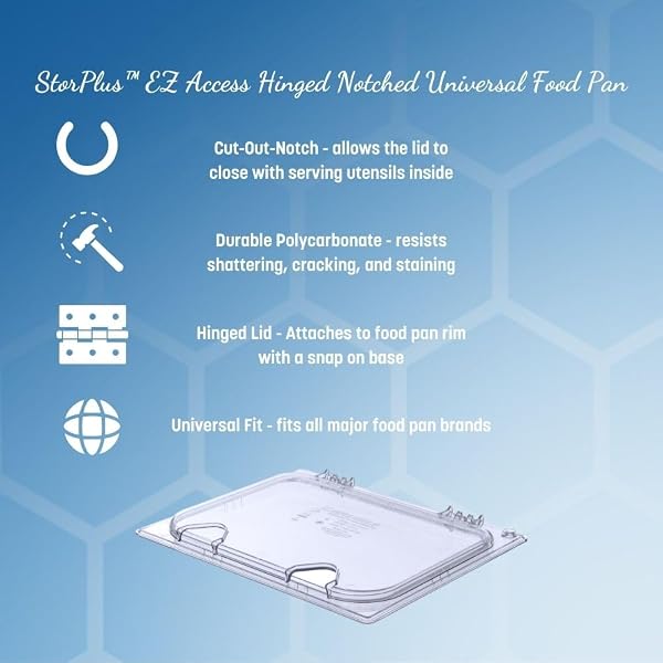 CARLISLE FOODSERVICE PRODUCTS STORPLUS EZ ACCESS LID, COVER FOR 1/3 SIZE FOOD PANS, DOUBLE NOTCHED, 12.75″ X 7″, 6 COUNT, CLEAR