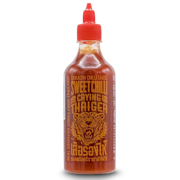 CRYING THAIGER SRIRACHA SWEET CHILI SAUCE IN SQUEEZE BOTTLE 18.9 OUNCE, VEGAN, GLUTEN FREE, NON-GMO, FROM THAILAND (PACK OF 1)