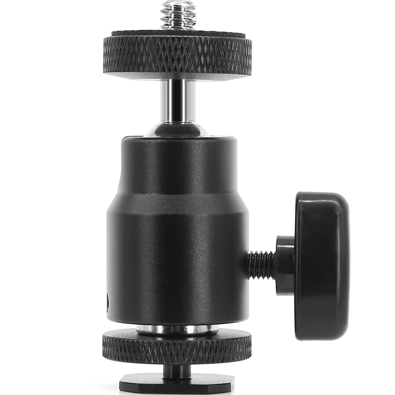 Ball Head Hot Shoe Mount Adapter 360 Degree Swivel Ballhead Shoe Mount 1/4" Tripod Screw Head with Lock and Hot Shoe Adapter for DSLR Camera Camcorder Video Light LCD Monitors Photography Studio