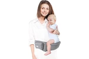 YIYUNBEBE Hip Seat Baby Carrier, Baby Hip Carrier with Adjustable Waistband, Ergonomic No-Slipped Seat, Breathable Materials for Newborns to Toddlers（Grey