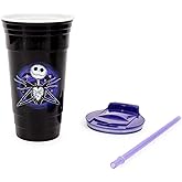 Siver Buffalo Nightmare Before Christmas What a Wonderful Nightmare Plastic Tumbler with Lid and Straw, 32-Ounce