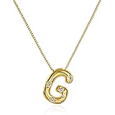 Cicy Bell Initial Necklace for Women 14k Gold Plated Cubic Zirconia Trendy Personalized Dainty Letter Pendant Necklace Gifts