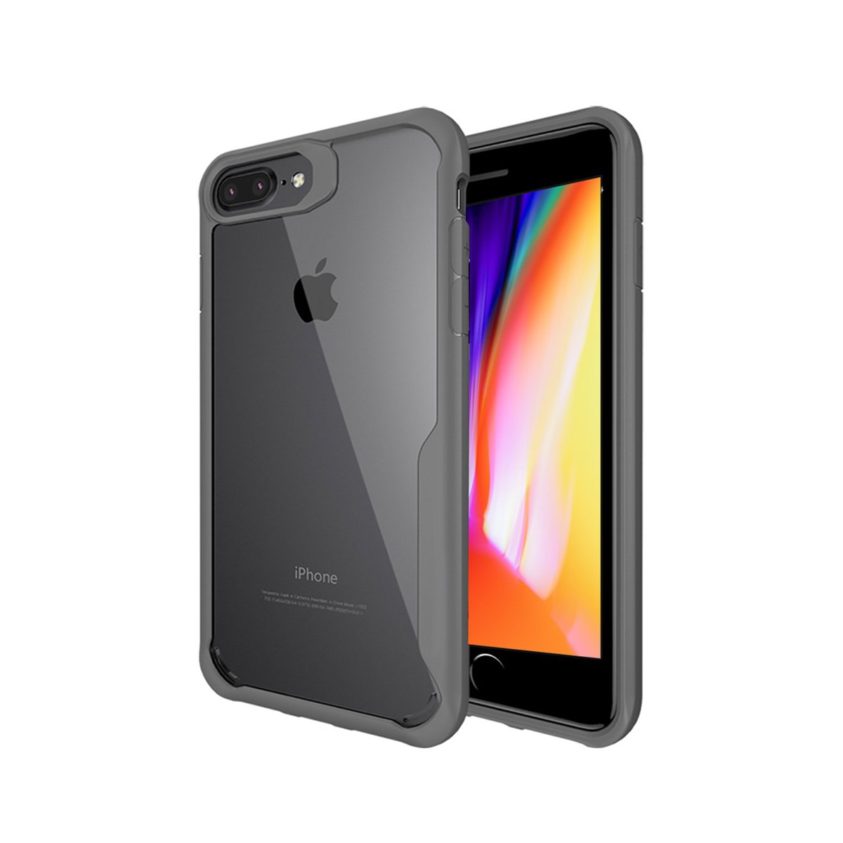 Clear iPhone case,VIEE Slim Fit Soft TPU Rubber Bumper with Clear PC Hard Back Protective Shockproof Cover for iPhone 6 Plus/6sPlus/7 Plus/8 Plus 5.5 inch (Grey)