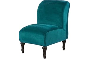 JIAN YA NA Armless Accent Chair Cover, Stretch Armless Chair Slipcover Velvet Armless Chair Covers Slipper Chair Slipcover Furniture Protector Covers for Living Room Bedroom(Velvet, Teal)